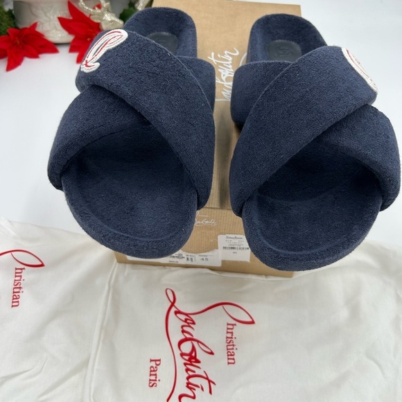 Men\'s Christian Louboutin BIZZU cross strap Terry cloth slide size 45 main image 3